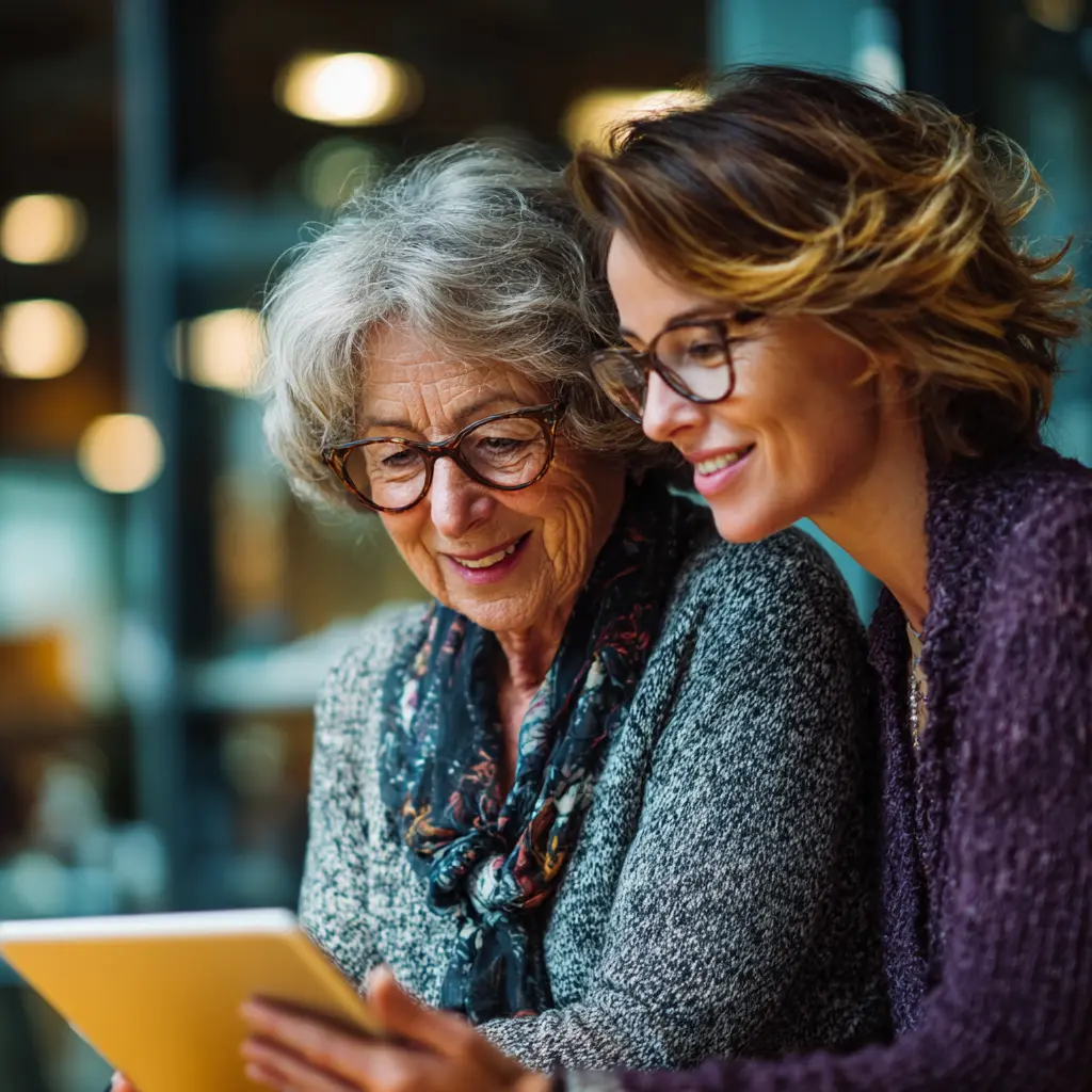 Seniorka s &uacute;směvem se uč&iacute; pracovat s tabletem &ndash; lektor EDUOL pom&aacute;h&aacute; na kurzu v obci