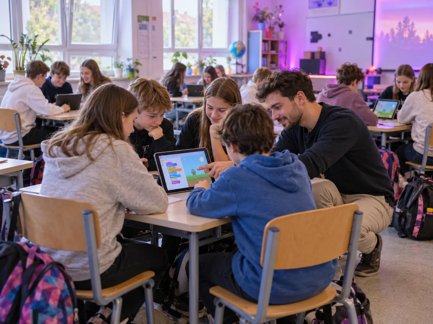 Žáci 2. stupně ZŠ tvoří vlastní projekt na tabletech během workshopu EDUOL